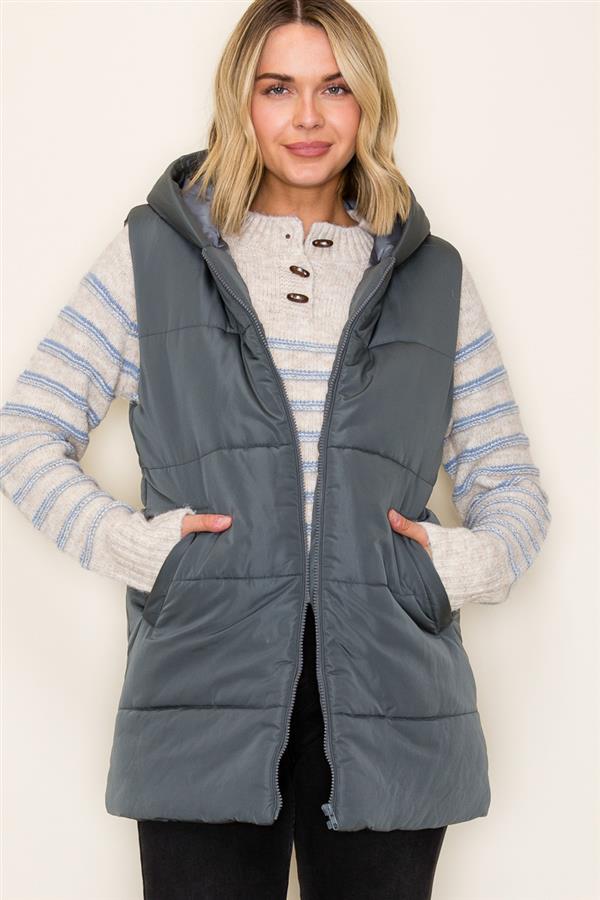 Quilted Hooded Puffer Vest