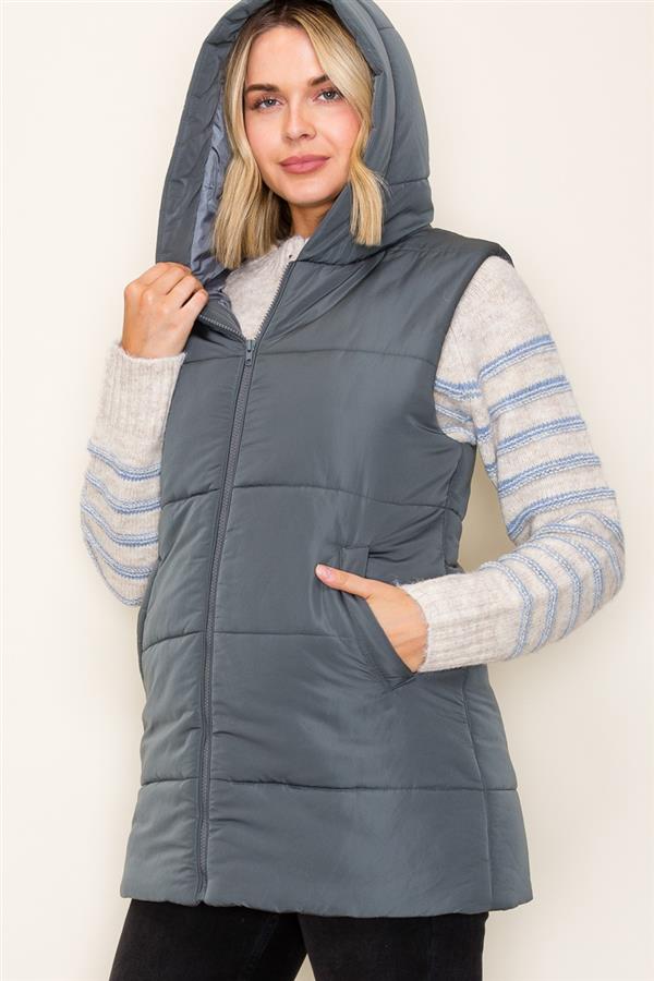 Quilted Hooded Puffer Vest