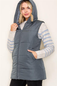 Quilted Hooded Puffer Vest