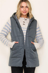 Quilted Hooded Puffer Vest