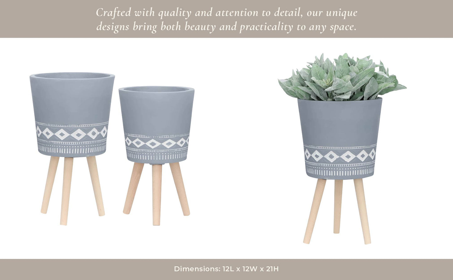Grey Resin Diamond on Wood Legs