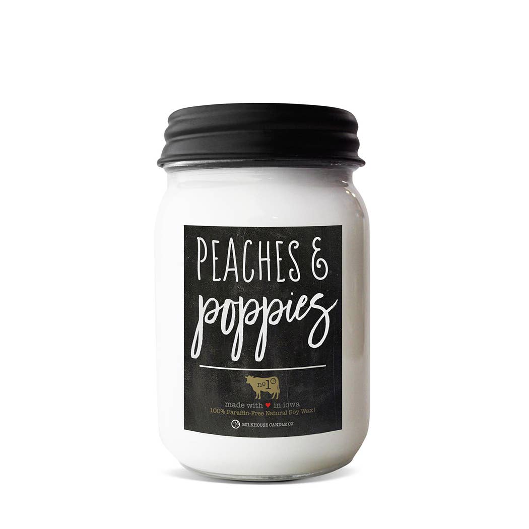 13 oz Mason Jar Candle: Peaches & Poppies