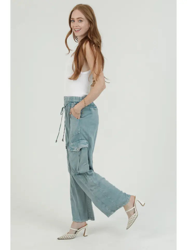 Acid Wash Cargo Pocket Pants