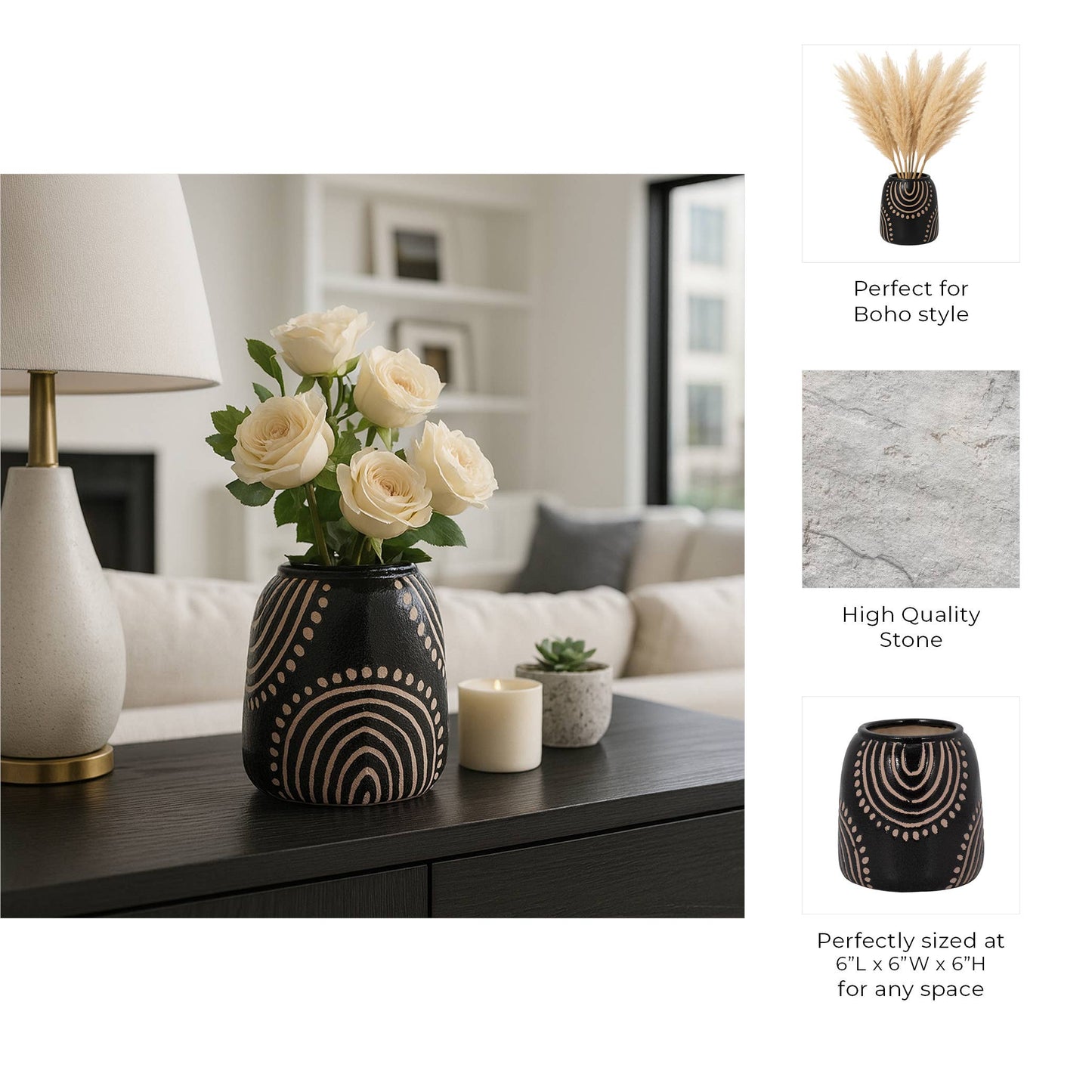 Black/Tan Ceramic Modern Tribal Arch