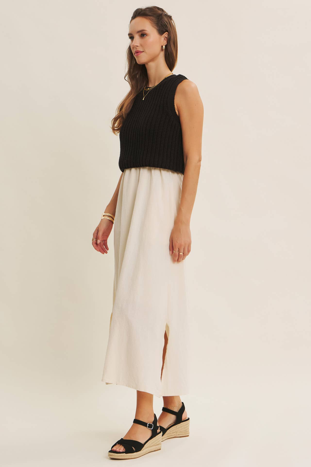 TRUE CUSTOMER FAVORITE CHUNKY SWEATER TWOFER MIDI DRESS