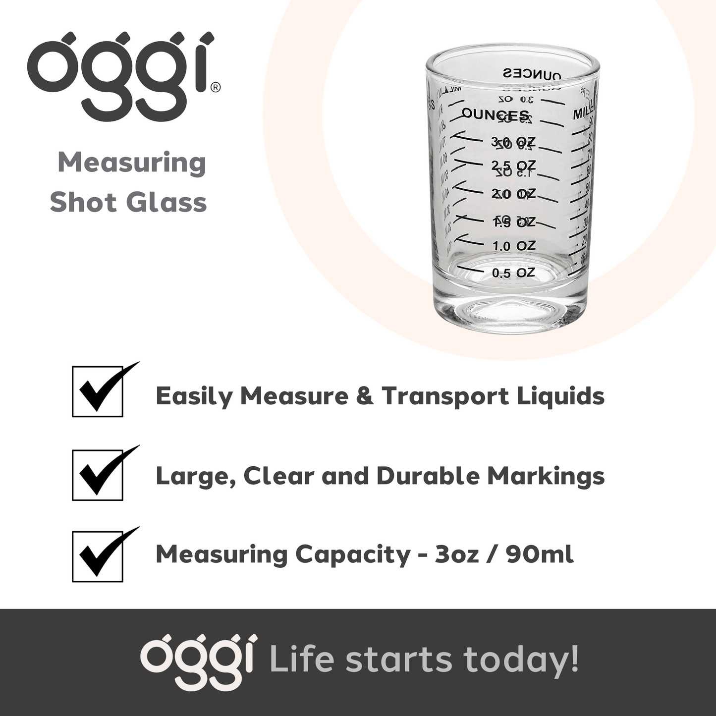 Shot Glass with Measurement Markings - 3 oz/90 ml