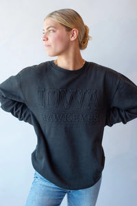U of Iowa Embossed College Lines Fleece Crewneck