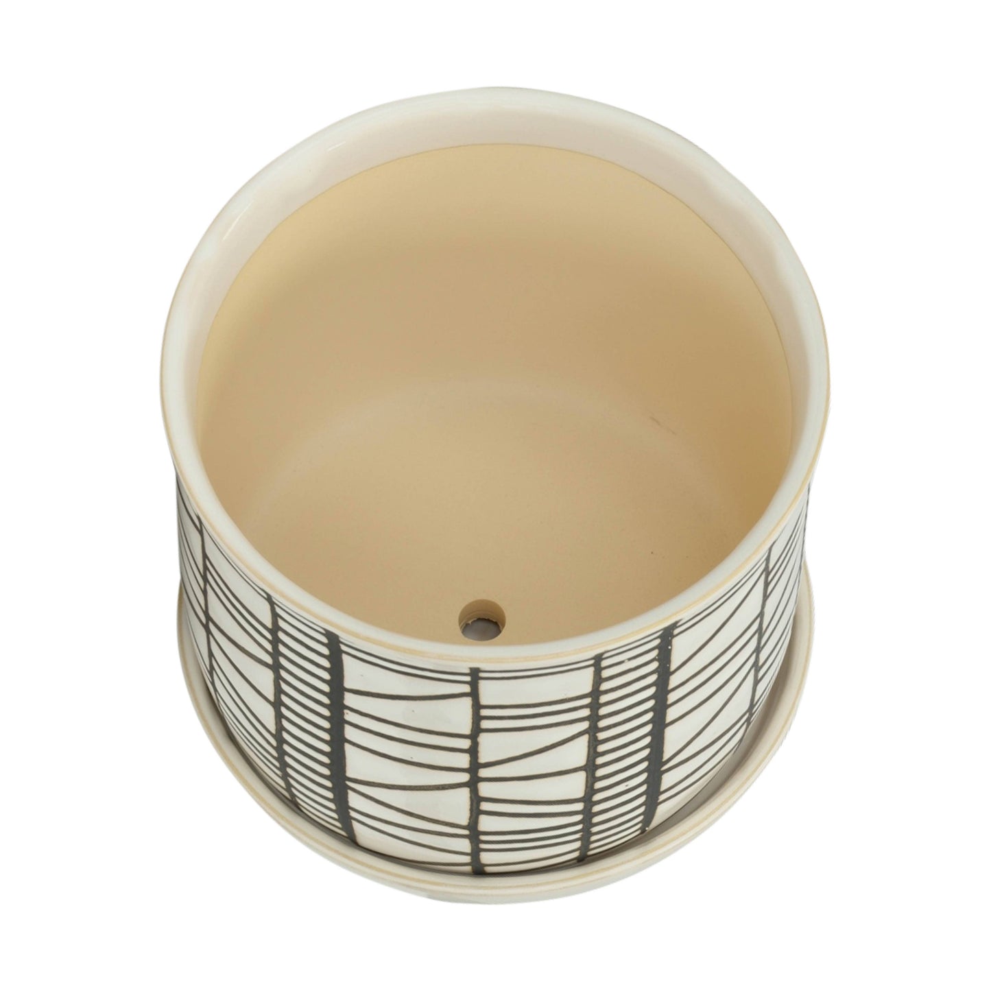 Beige Ceramic Geometric Saucer