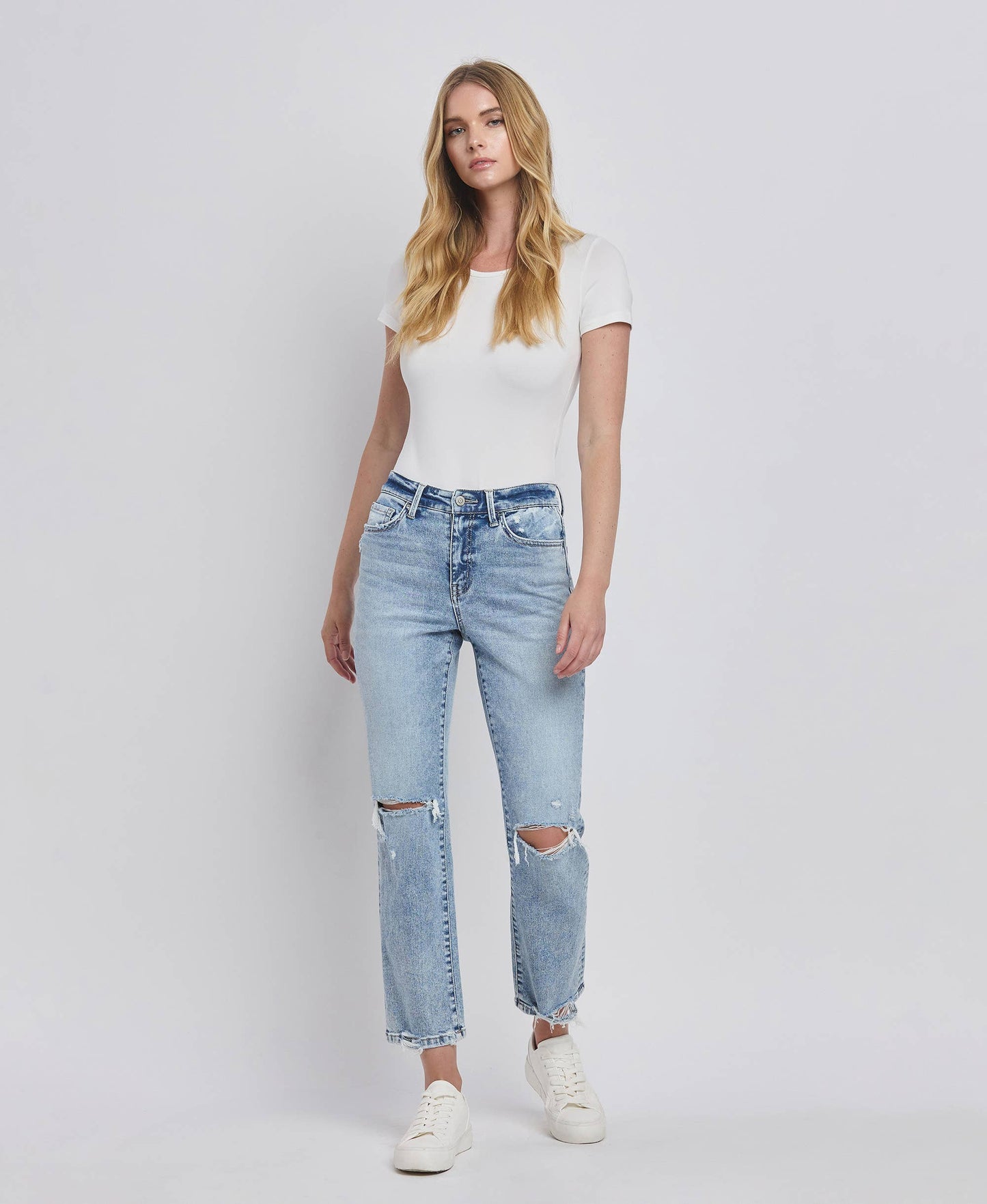 Vivid Flying Monkey High Rise Distressed Crop Straight