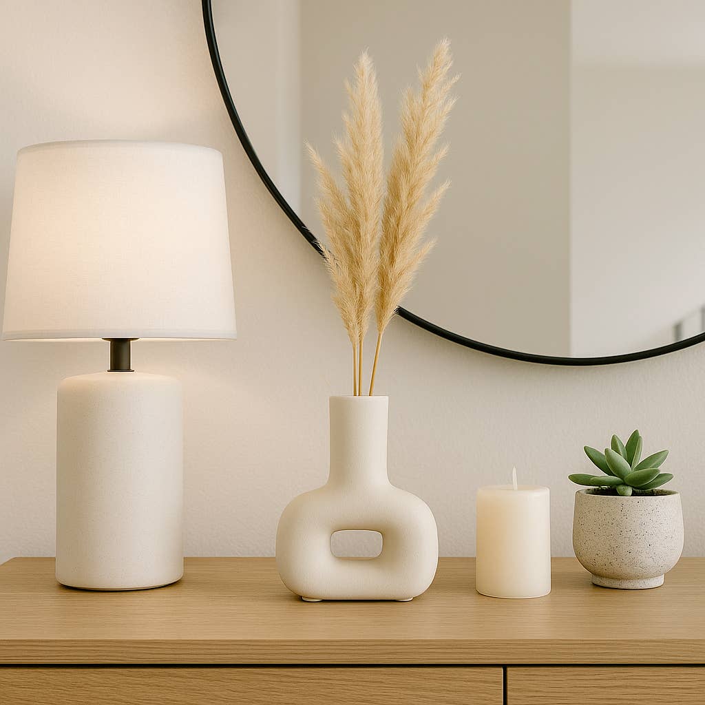 Ivory Ceramic Modern Abstract Cut-out