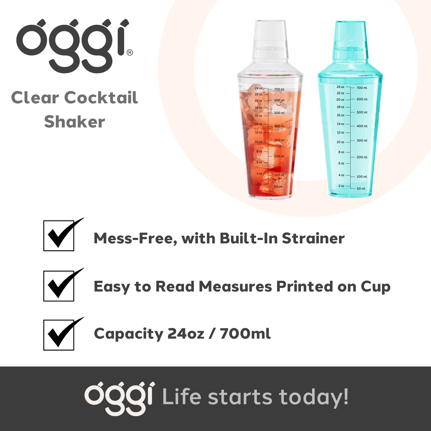 Cocktail Shaker, 24oz Clear