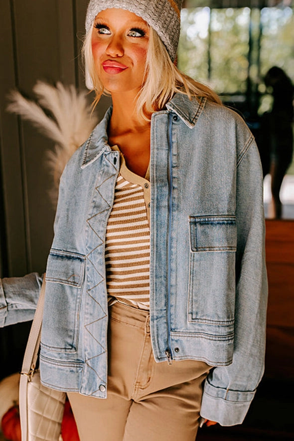 Beau Blue Washed Denim Jacket