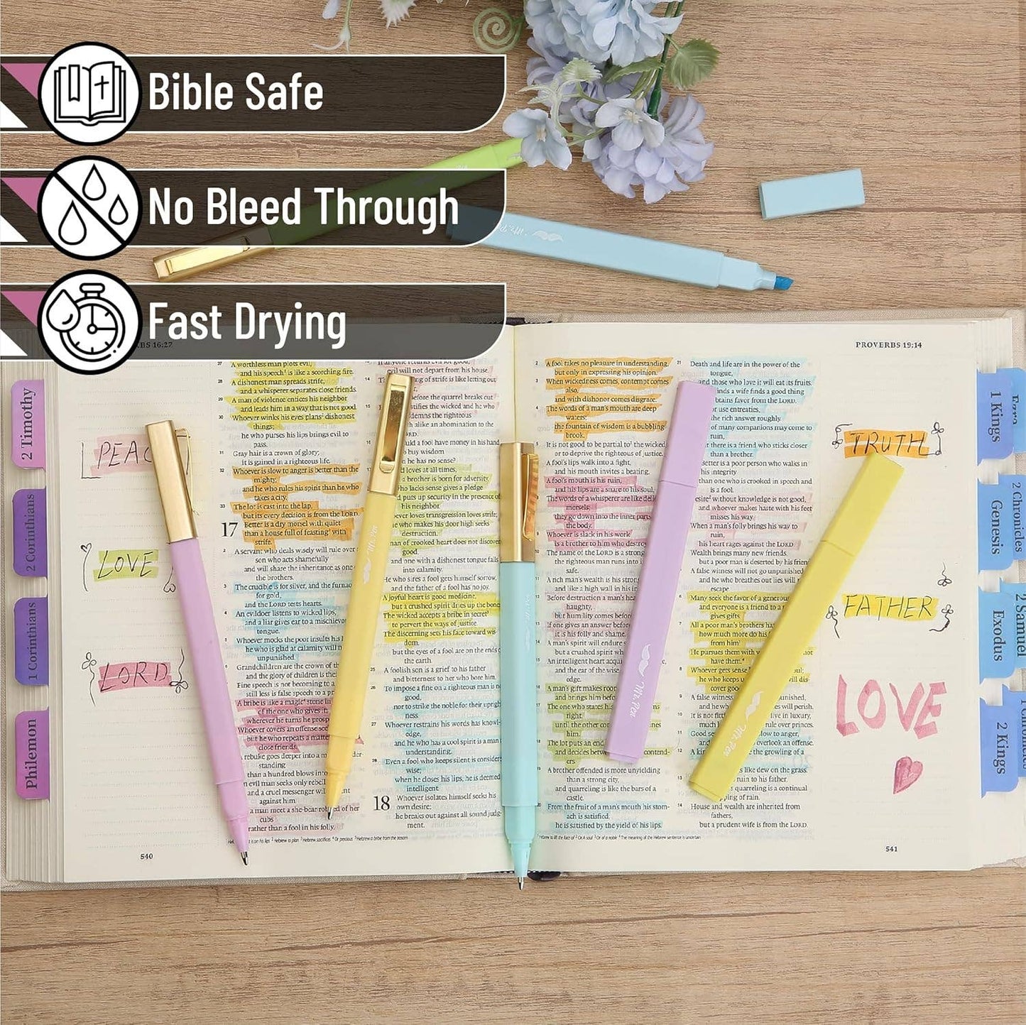 Bible Safe Pastel Highlighters Set