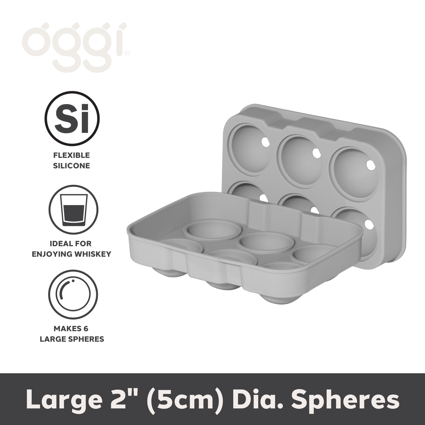 Ice Tray 6 Large Balls - Gray