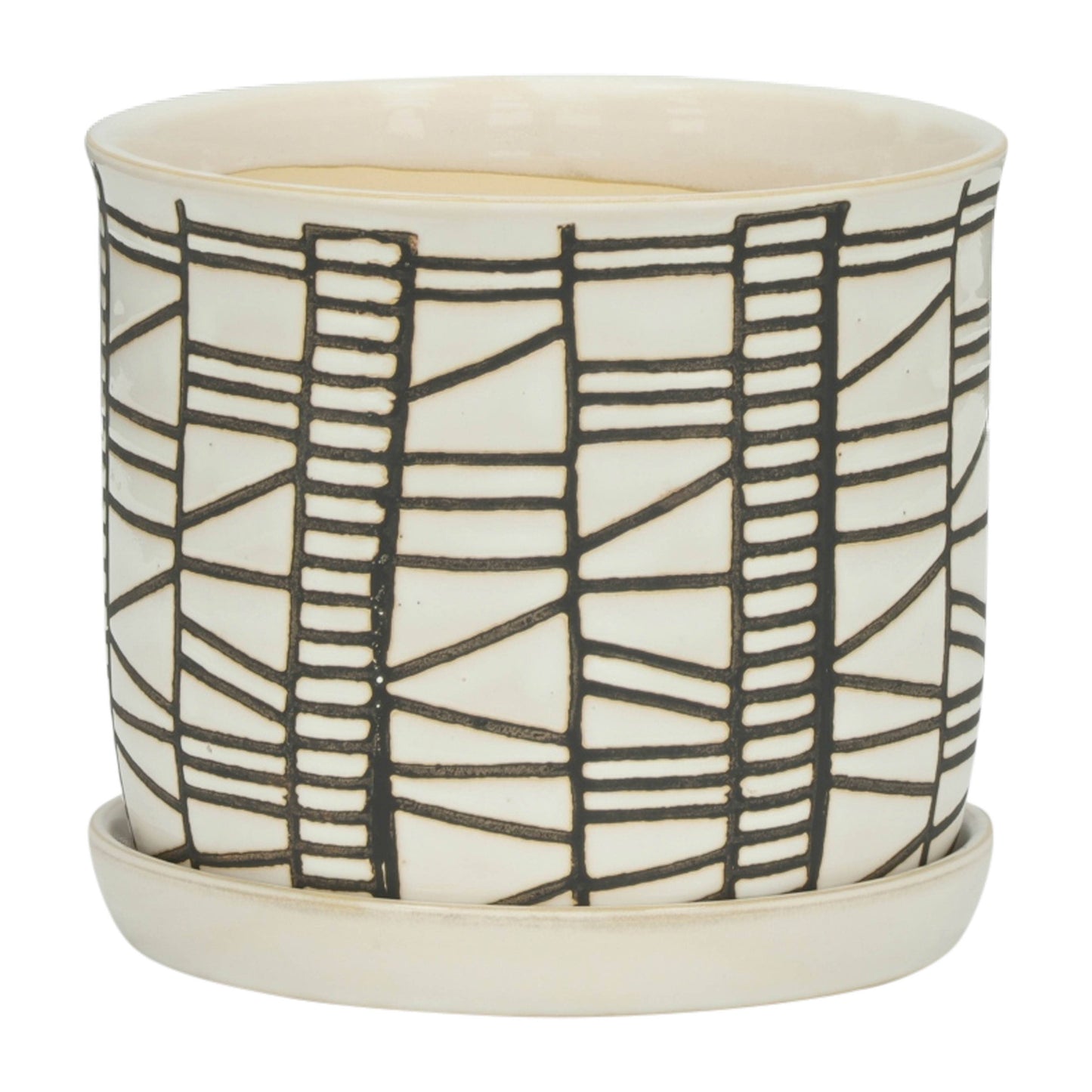Beige Ceramic Geometric Saucer