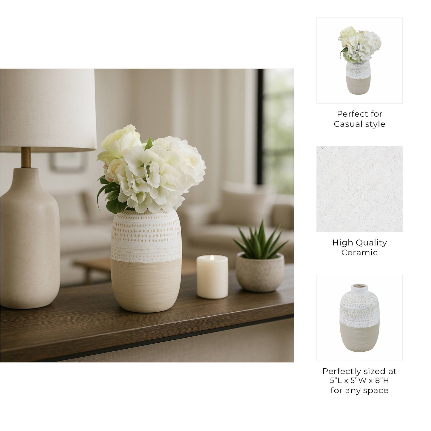 Ivory/Beige Ceramic Tribal Texture