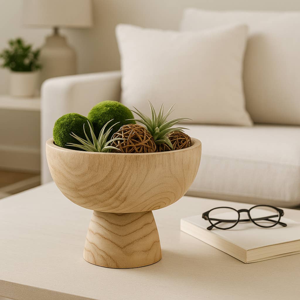 Brown Paulownia Wood with Pedestal Base