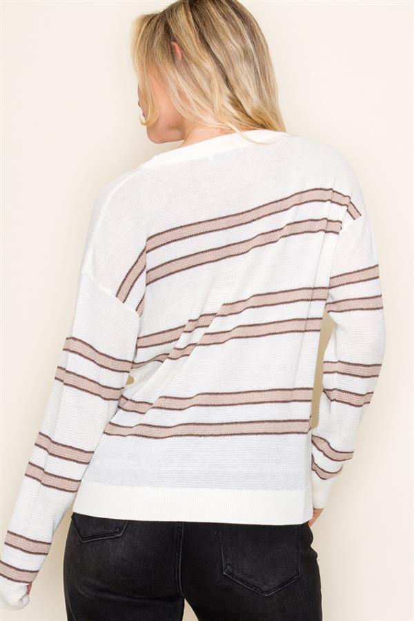 Lightweight Striped Crew Neck Sweater