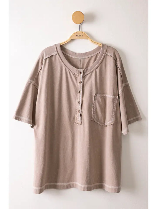 Mineral Washed Oversized Comfy Knit Top
