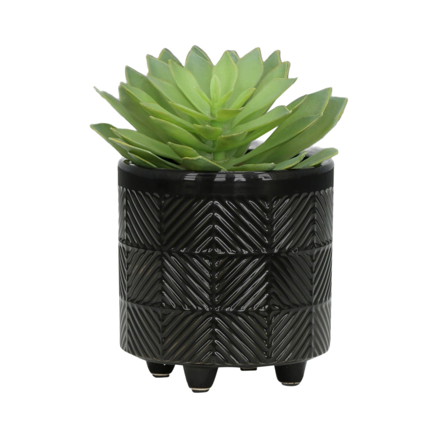 Black Ceramic Textured Footed