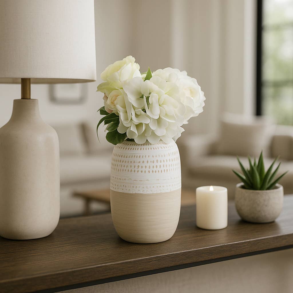 Ivory/Beige Ceramic Tribal Texture