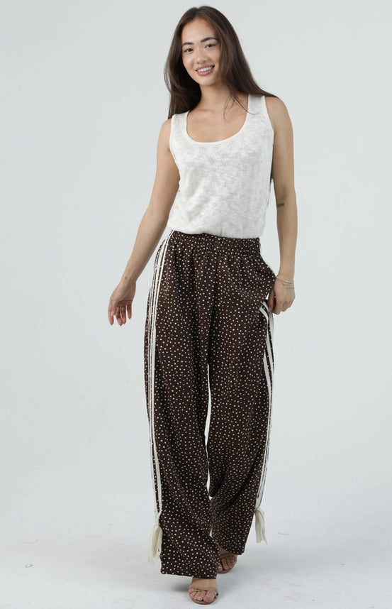 Polka Pants with Bow and Striped Sides