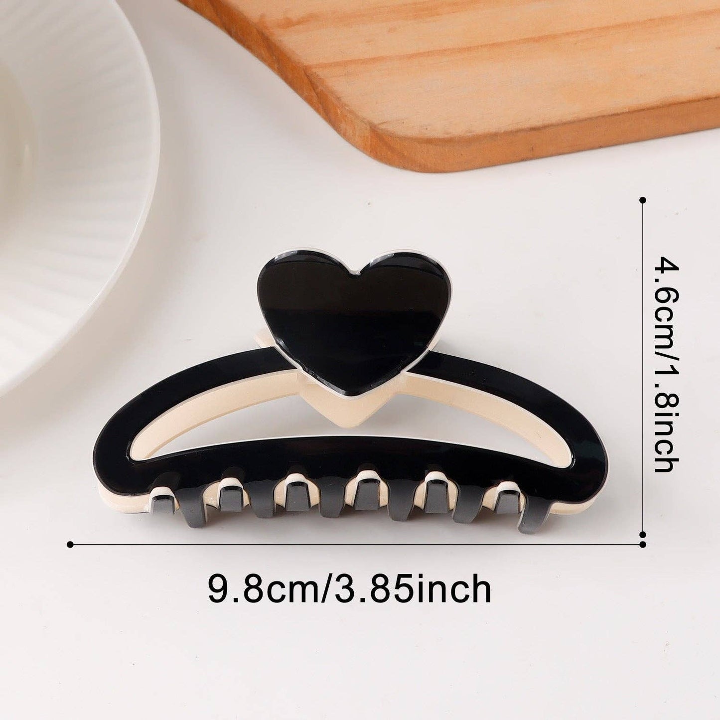 Heart Color block Hair Claw Clip