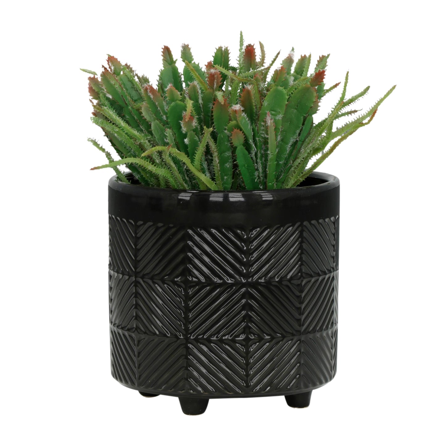Black Ceramic Textured Footed