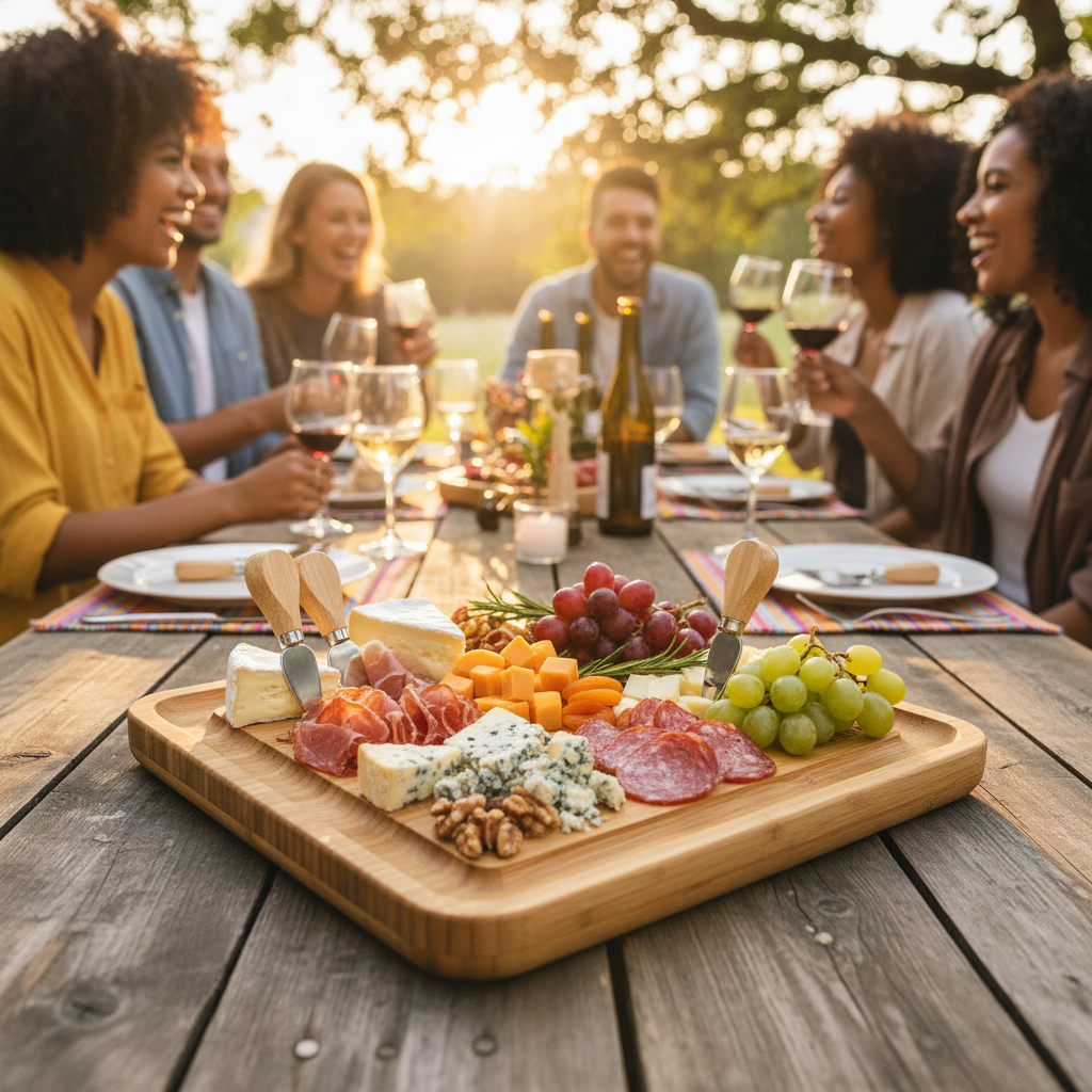 Mitbak - Bamboo Charcuterie Board with 4 Cheese Knives