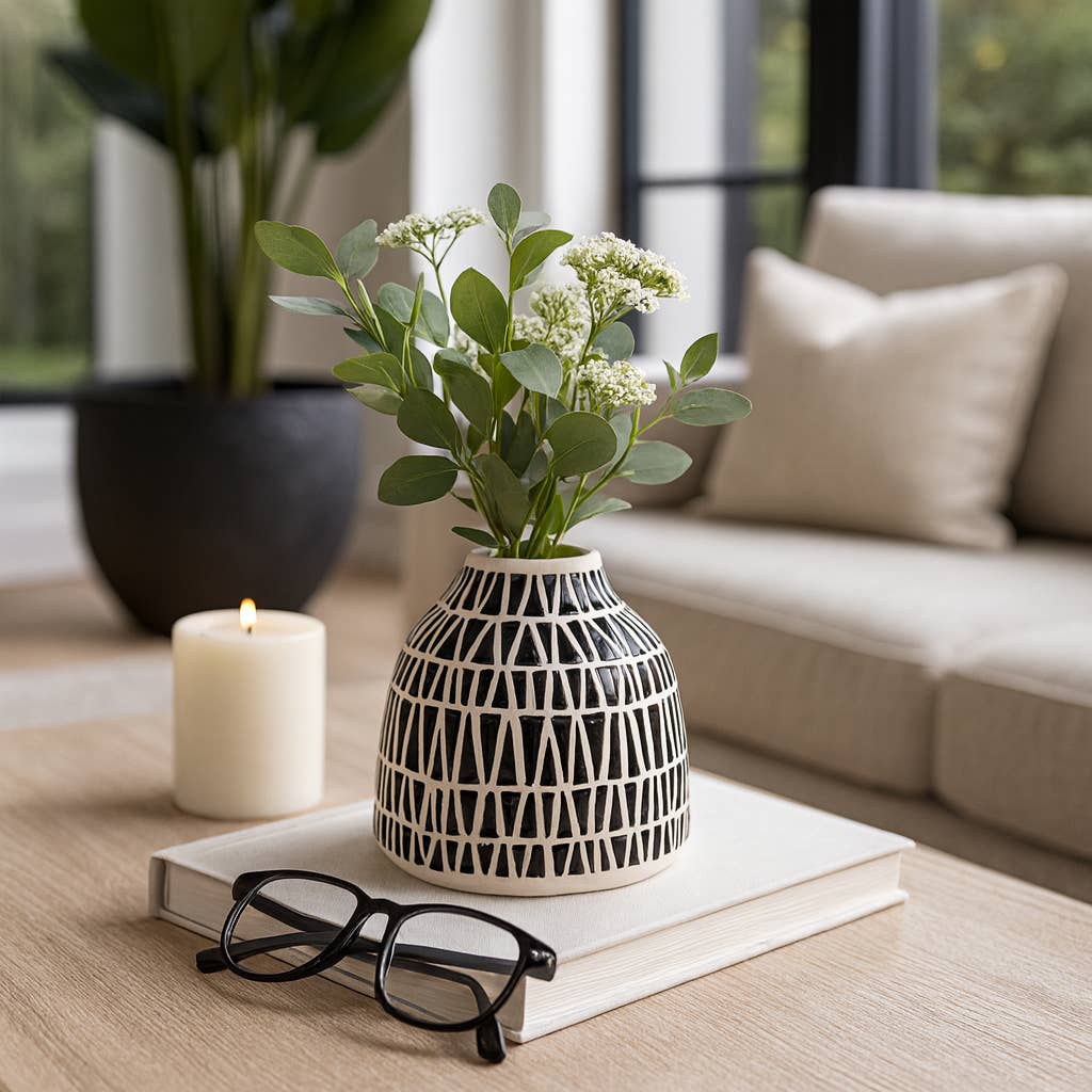 Black Ceramic Modern Tribal Pattern
