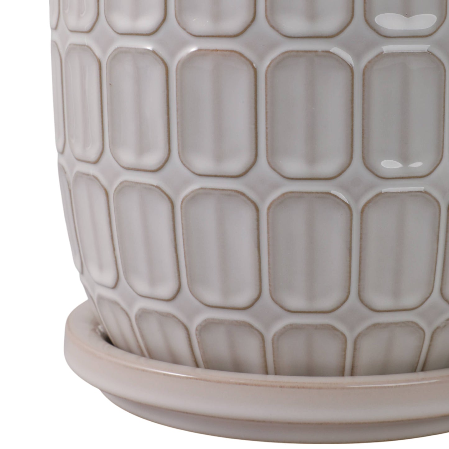 White Ceramic Squoval in Saucer