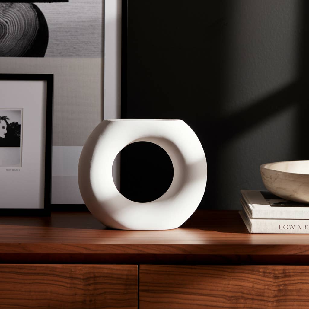 White Ceramic Donut Round Cut-Out