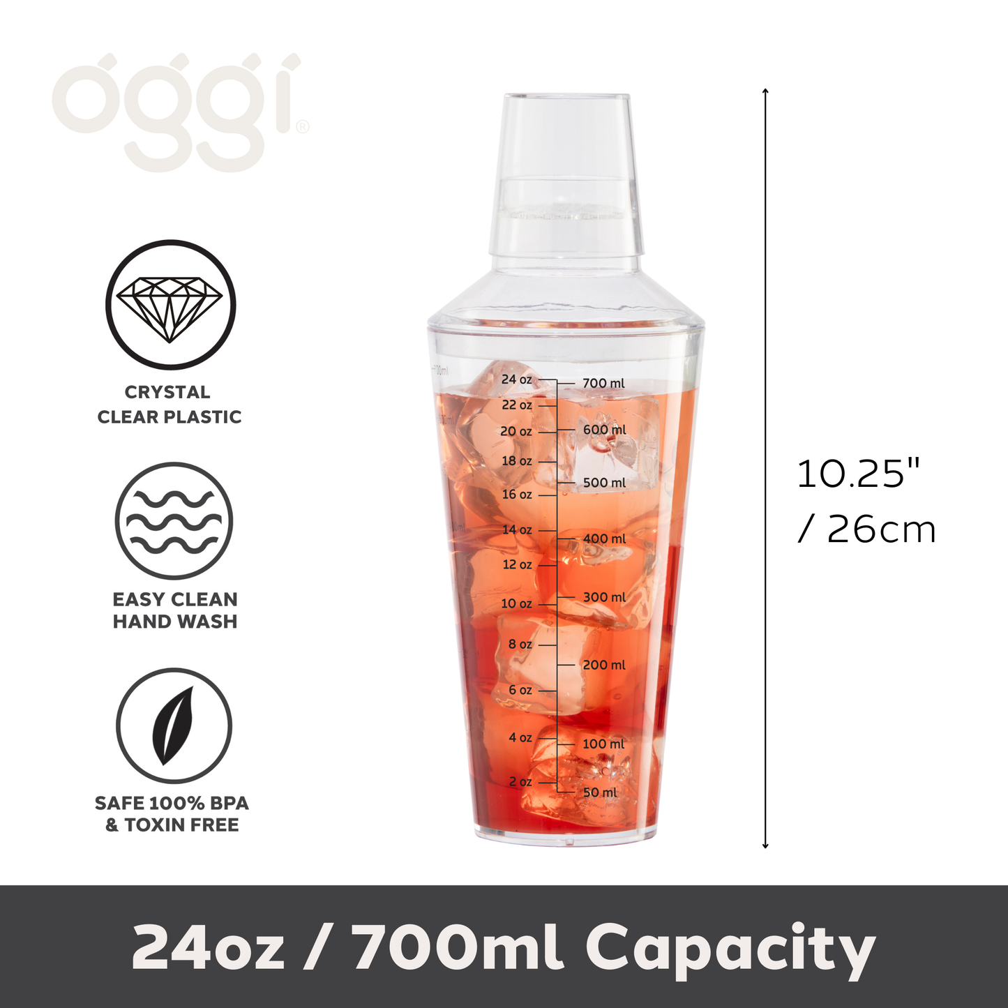 Cocktail Shaker, 24oz Clear