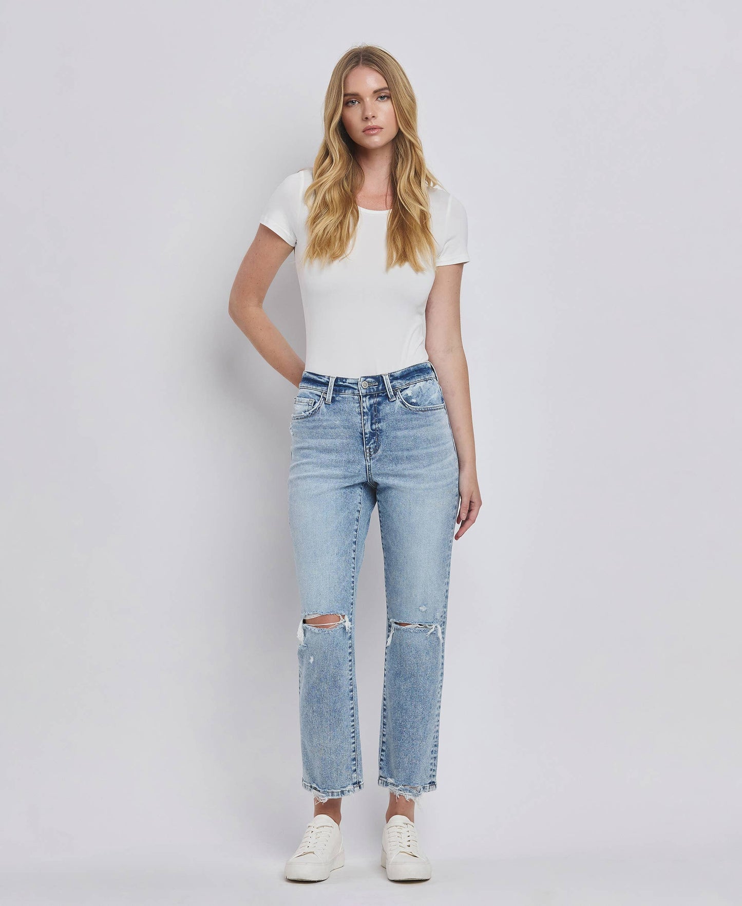 Vivid Flying Monkey High Rise Distressed Crop Straight