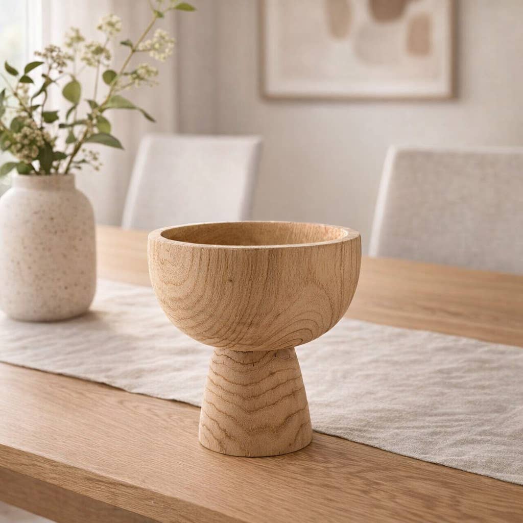 Brown Paulownia Wood with Pedestal Base