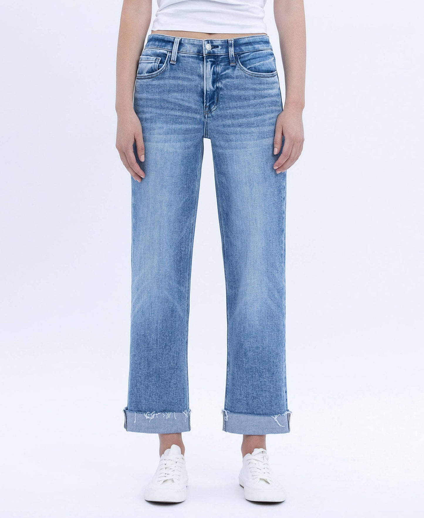 Delectable Flying Monkey High Rise Cuffed Crop Straight Jean