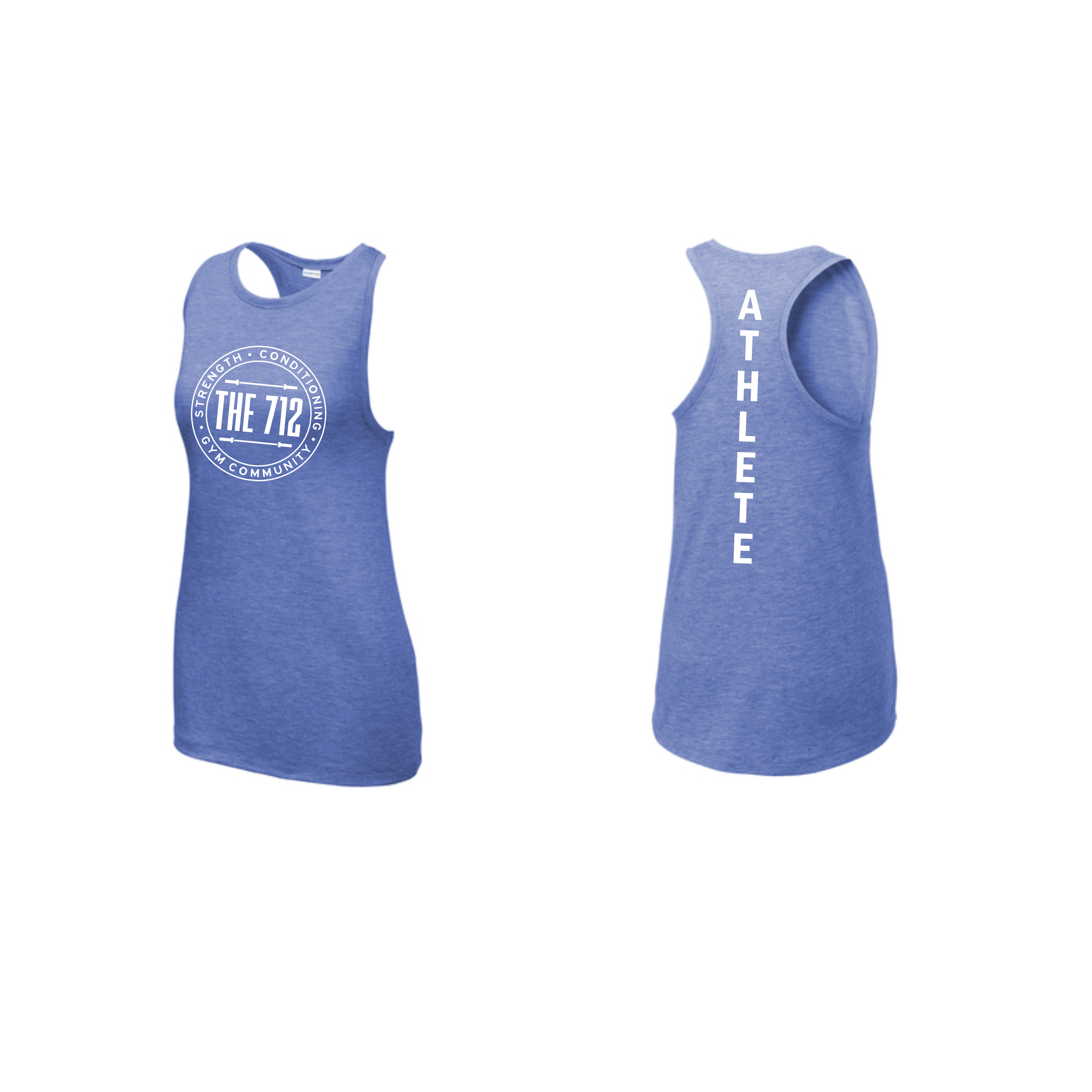 (White Ink) The 712 Sport-Tek® Women's PosiCharge® Tri-Blend Wicking Tank