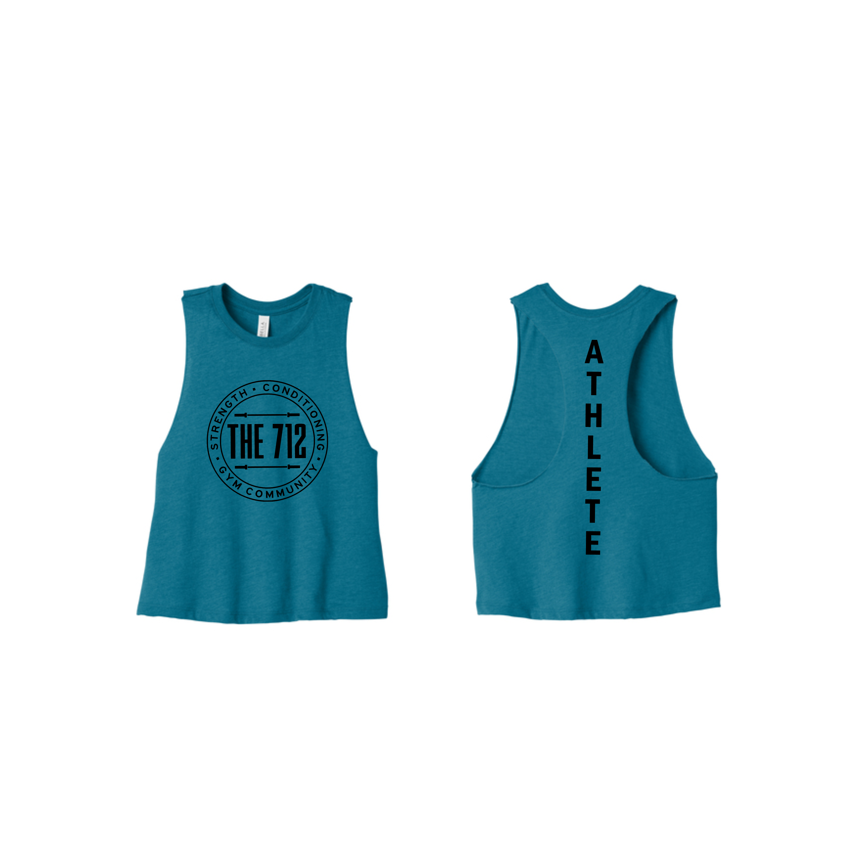 (Black Ink) The 712 BELLA+CANVAS ® Women’s Racerback Cropped Tank