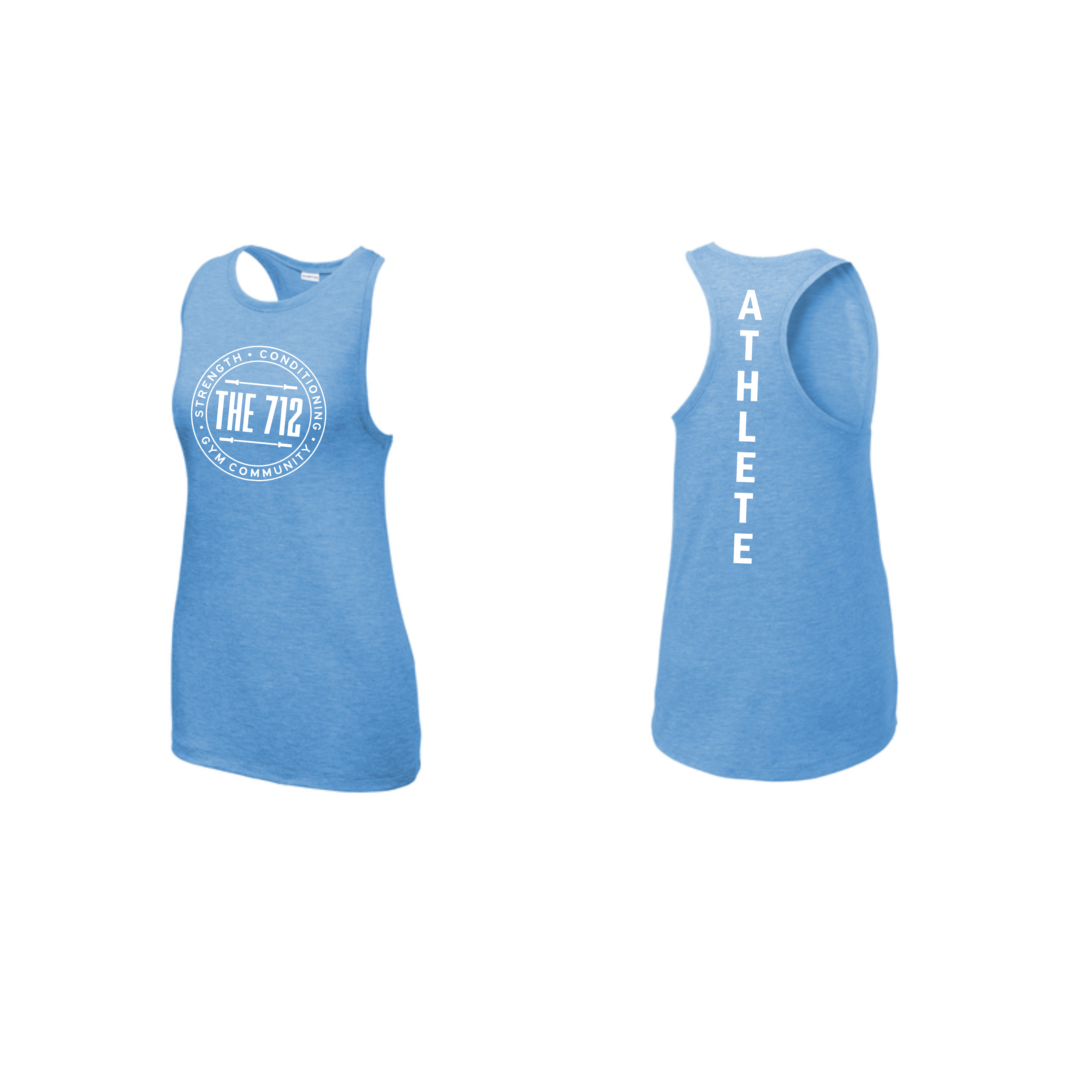 (White Ink) The 712 Sport-Tek® Women's PosiCharge® Tri-Blend Wicking Tank