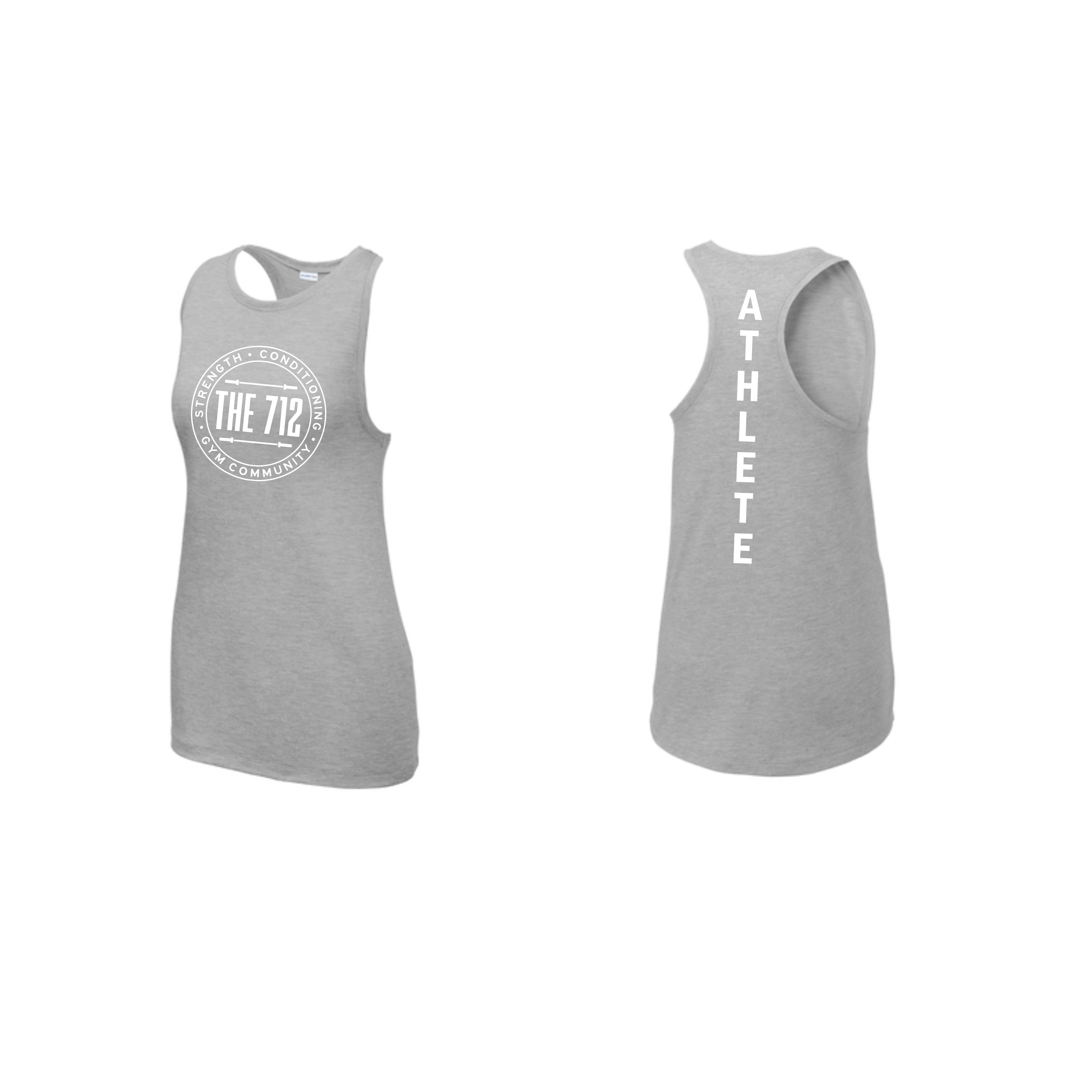 (White Ink) The 712 Sport-Tek® Women's PosiCharge® Tri-Blend Wicking Tank