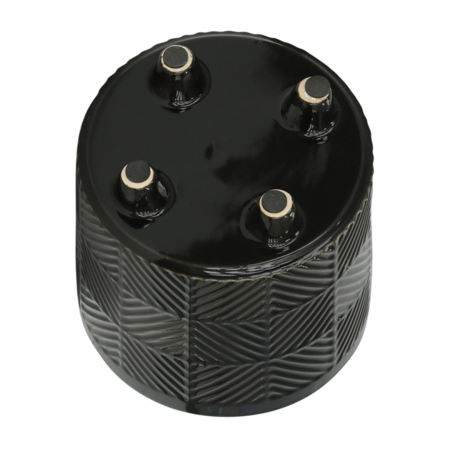 Black Ceramic Textured Footed