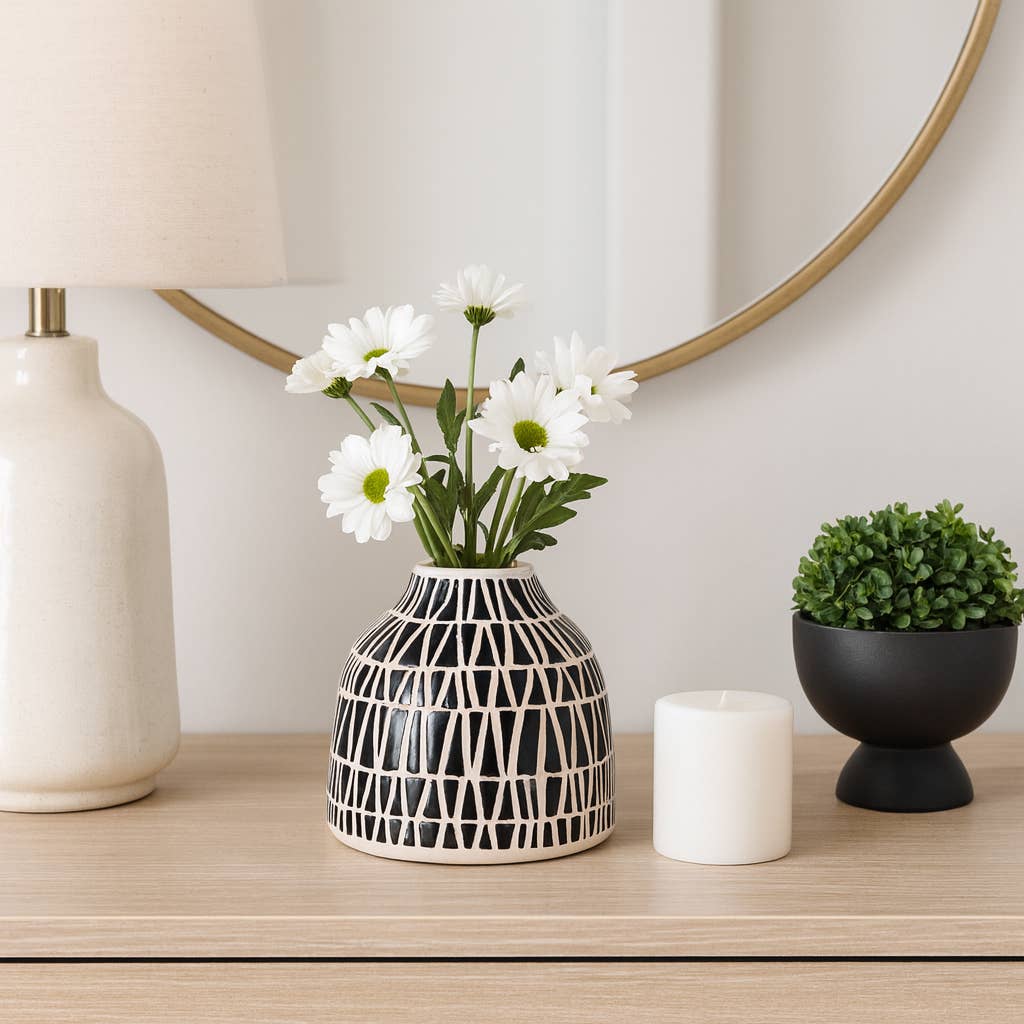 Black Ceramic Modern Tribal Pattern