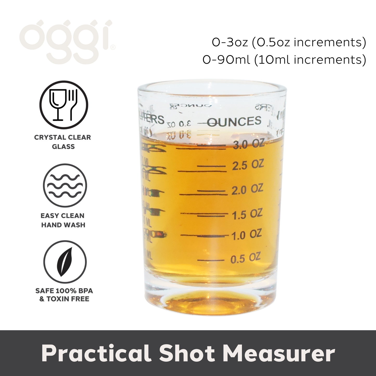 Shot Glass with Measurement Markings - 3 oz/90 ml