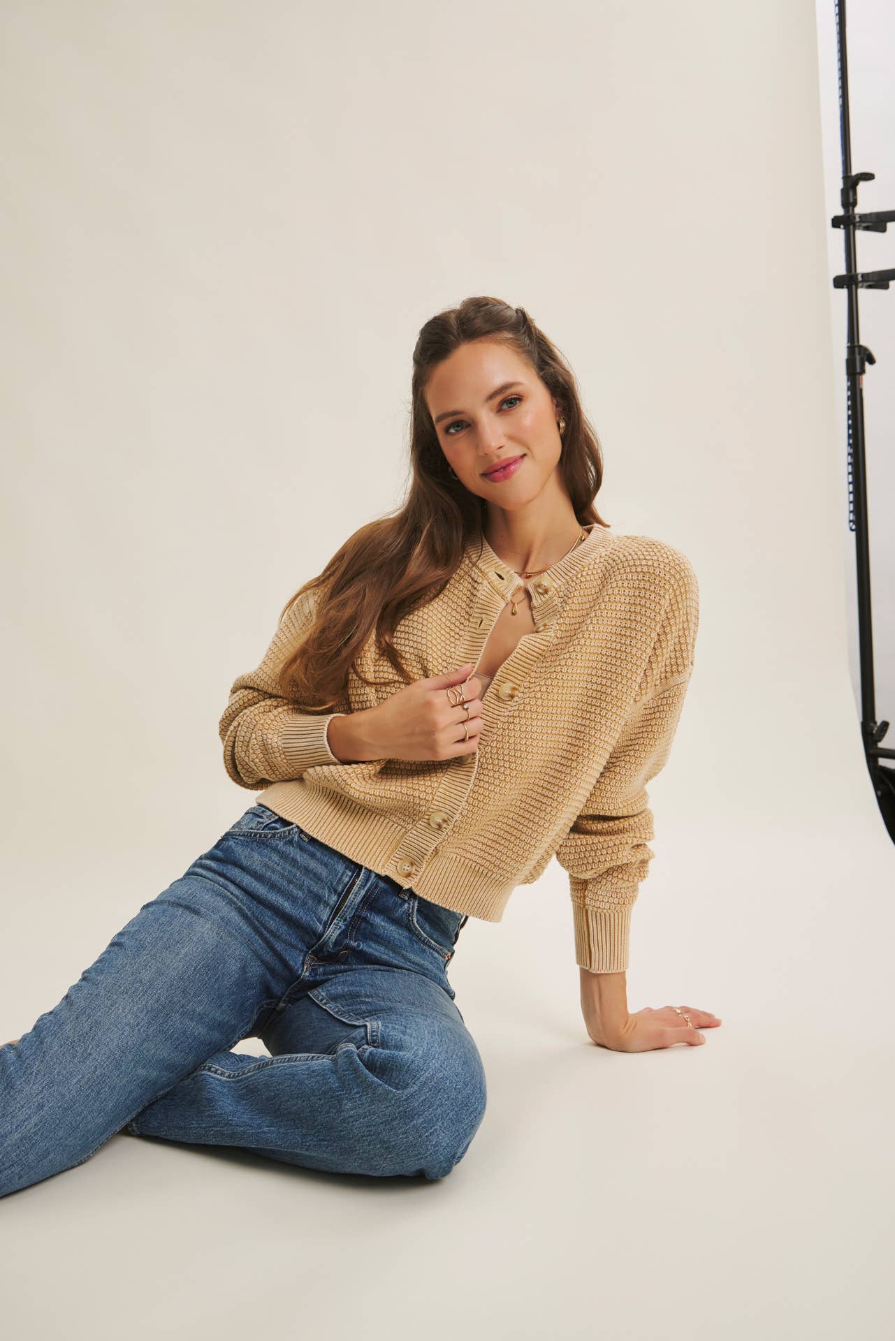 Mineral Washed Cable Knit Cardigan
