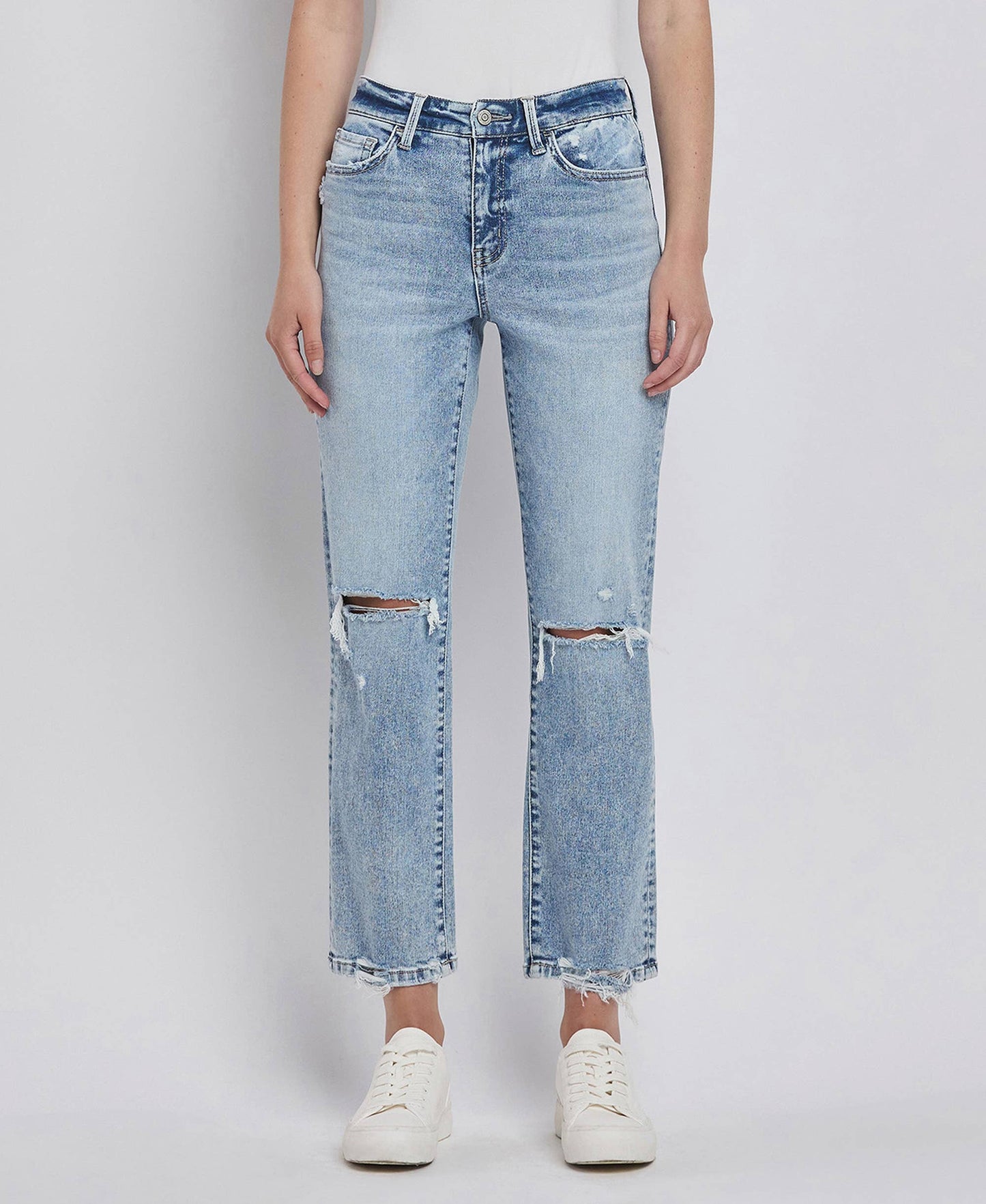 Vivid Flying Monkey High Rise Distressed Crop Straight