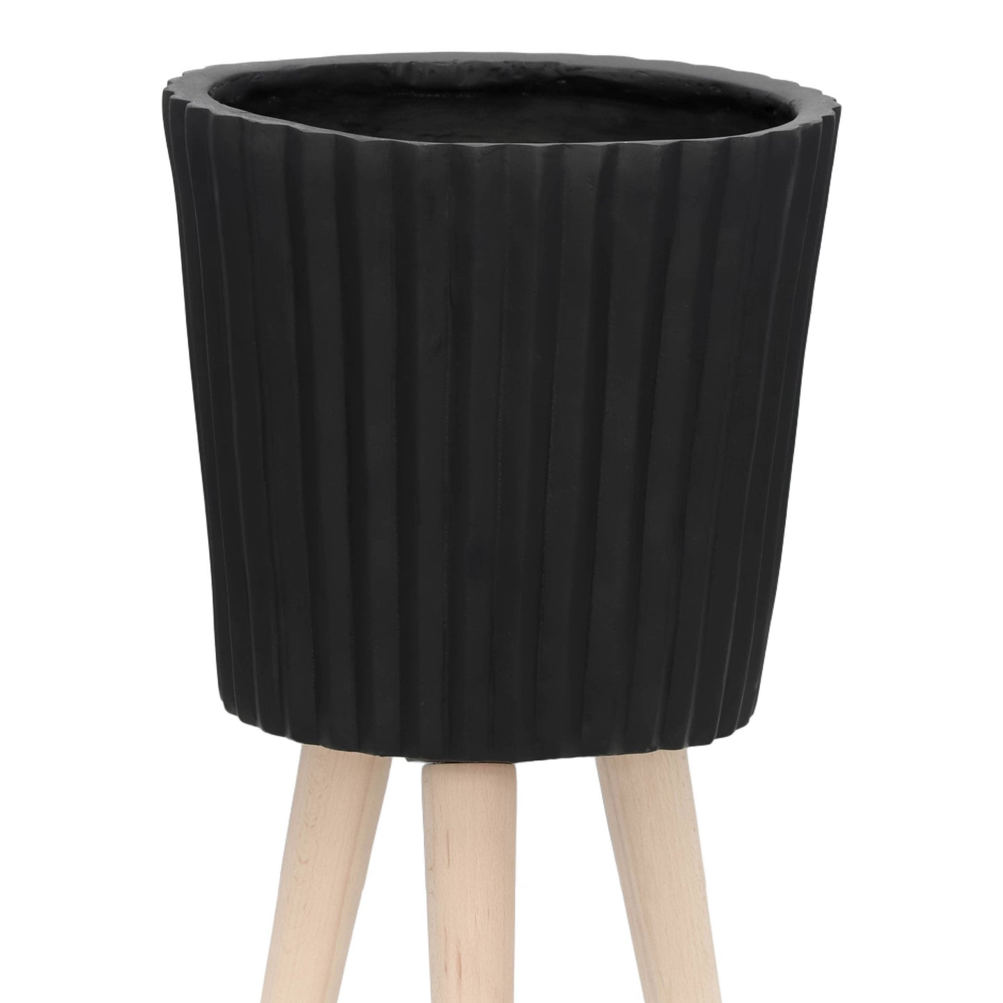 Black Resin Round on Wood Legs