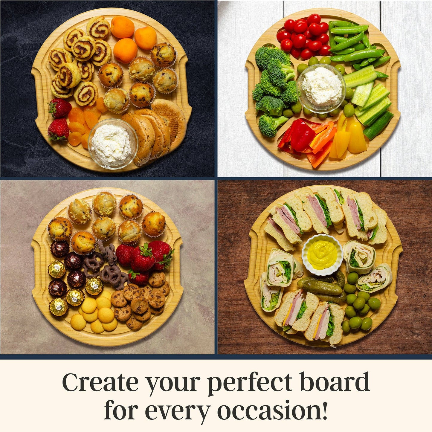 Flip, Serve & Store® Round Charcuterie Board w/ Locking Lid