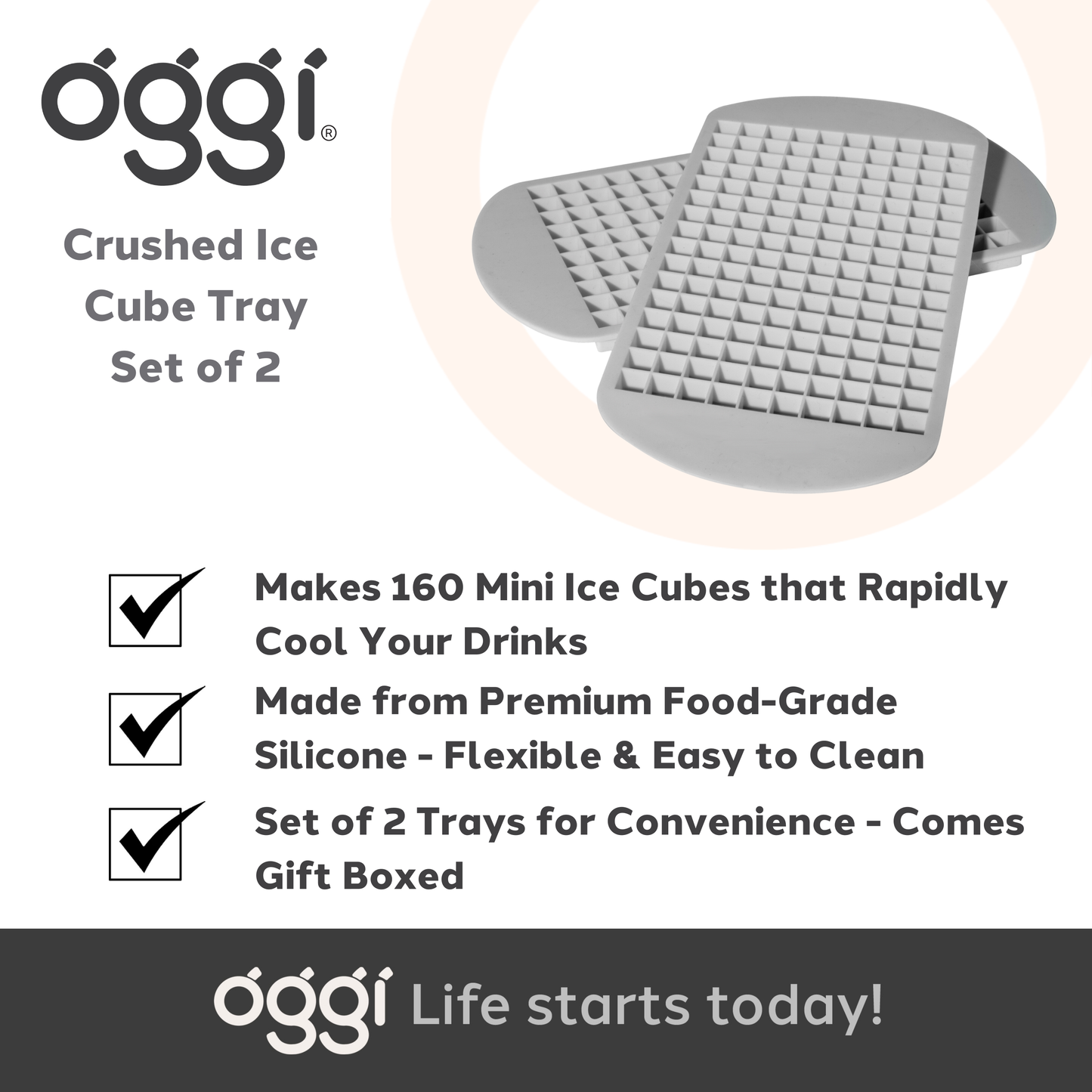 Ice Trays - Set of 2 Crushed - Gray