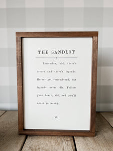 The Sandlot | Mother's Day Gifts, Wall Art: White / Light Oak / 8x12"