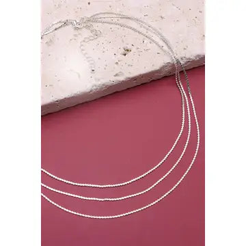 Triple Layer Thin Flat Chain Necklace